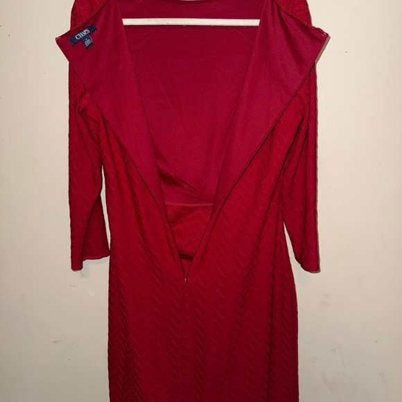 Chaps Red Long Sleeve Pleated Dress - Picture 4 of 5